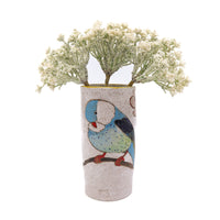 Painted Birds Cylinder Vase